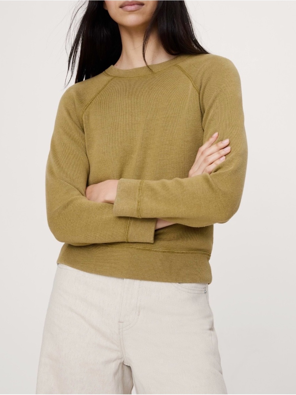 Banana Republic NWT Garment Dye Sweatshirt Green Moss Sweater M Medium